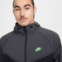 Nike Tech Windrunner Sportswear Jacket Dark Grey Black Bright Green
