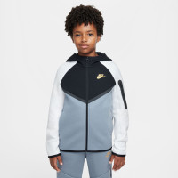Nike Tech Fleece Trainingspak Sportswear Kids Grijsblauw Zwart Wit Lichtgeel