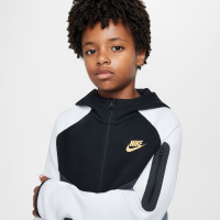 Nike Tech Fleece Trainingspak Sportswear Kids Grijsblauw Zwart Wit Lichtgeel