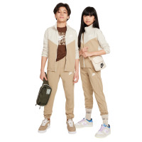 Nike Sportswear Full-Zip Trainingspak Kids Lichtbruin Beige Wit