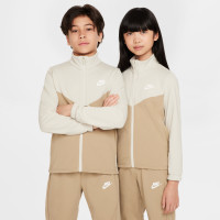 Nike Sportswear Full-Zip Trainingspak Kids Lichtbruin Beige Wit