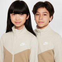 Nike Sportswear Full-Zip Trainingspak Kids Lichtbruin Beige Wit