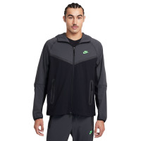 Nike Tech Windrunner Sportswear Jacket Dark Grey Black Bright Green