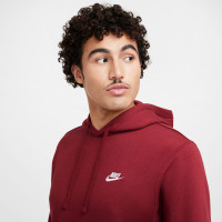 Nike Sportswear Club Hoodie Fleece Dark Red White