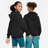 Nike Sportswear Club Big Logo Hoodie Fleece Kids Zwart Wit