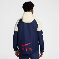 Nike Air Sportswear Full-Zip Woven Tracksuit Dark Blue Beige Red Silver