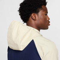 Nike Air Sportswear Full-Zip Woven Tracksuit Dark Blue Beige Red Silver