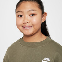 Nike Sportswear Fleece Club Crew Trainingspak Kids Olijfgroen Wit