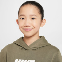 Nike Sportswear Club Fleece Big Logo Hoodie Trainingspak Kids Olijfgroen Wit