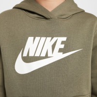 Nike Sportswear Club Fleece Big Logo Hoodie Trainingspak Kids Olijfgroen Wit