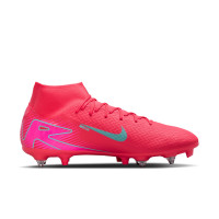 Nike Zoom Mercurial Superfly Academy 10 IJzeren-Nop Voetbalschoenen (SG) Anti-Clog Rood Turquoise Roze