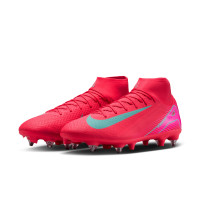 Nike Zoom Mercurial Superfly Academy 10 IJzeren-Nop Voetbalschoenen (SG) Anti-Clog Rood Turquoise Roze