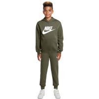 Nike Sportswear Club Fleece Big Logo Hoodie Trainingspak Kids Olijfgroen Wit