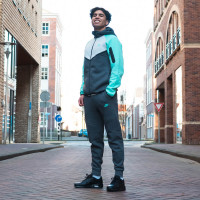 Nike Tech Fleece Trainingspak Sportswear Donkergrijs Wit Turquoise