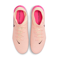 Nike Phantom Luna Academy II Gras / Kunstgras Voetbalschoenen (MG) Zalmroze Felroze Zwart