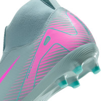 Nike Zoom Mercurial Superfly Academy 10 Grass/Artificial Grass Football Boots (MG) Kids Light Blue Hot Pink