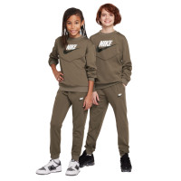 Nike Sportswear Big Logo Crew Kids Tracksuit Olive Green White