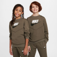 Nike Sportswear Big Logo Crew Kids Tracksuit Olive Green White