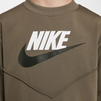 Nike Sportswear Big Logo Crew Kids Tracksuit Olive Green White