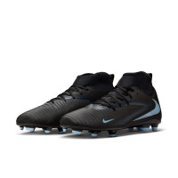Nike Phantom 6 High Club Grass/Artificial Grass Football Boots (MG) Black Light Blue