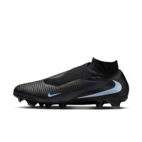 Nike Phantom 6 High Pro Gras Voetbalschoenen (FG) Zwart Lichtblauw