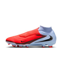 Nike Phantom 6 Pro High Gras Voetbalschoenen (FG) Lichtblauw Felrood Zwart