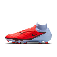 Nike Phantom 6 Pro High Gras Voetbalschoenen (FG) Lichtblauw Felrood Zwart