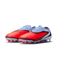 Nike Phantom 6 Pro Low Gras Voetbalschoenen (FG) Lichtblauw Felrood Zwart