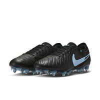 Nike Tiempo Legend 10 Elite IJzeren-Nop Voetbalschoenen (SG) Anti-Clog Zwart Lichtblauw