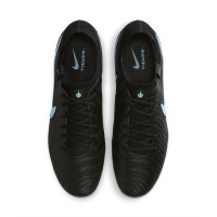 Nike Tiempo Legend 10 Elite IJzeren-Nop Voetbalschoenen (SG) Anti-Clog Zwart Lichtblauw