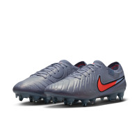Nike Tiempo Legend Elite 10 IJzeren-Nop Voetbalschoenen (SG) Anti-Clog Lichtblauw Felrood Zwart