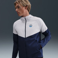 Nike Sportswear Sport Casual Full-Zip Trainingspak Hooded Donkerblauw Grijs Felgeel