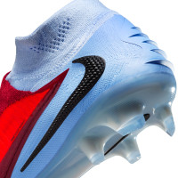 Nike Phantom 6 Elite High Gras Voetbalschoenen (FG) Lichtblauw Felrood Zwart