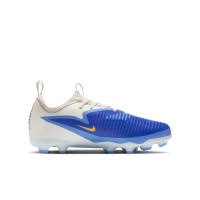 Nike Phantom 6 Low Academy Grass/Artificial Grass Football Boots (MG) Kids White Blue Yellow