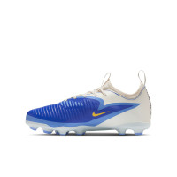 Nike Phantom 6 Low Academy Grass/Artificial Grass Football Boots (MG) Kids White Blue Yellow