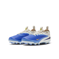 Nike Phantom 6 Low Academy Grass/Artificial Grass Football Boots (MG) Kids White Blue Yellow