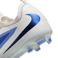 Nike Phantom 6 Low Academy Grass/Artificial Grass Football Boots (MG) Kids White Blue Yellow