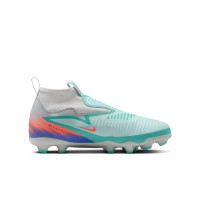 Nike Phantom 6 High Academy Grass/Artificial Grass Football Boots (MG) Kids Silver Turquoise Orange Blue