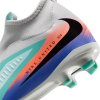 Nike Phantom 6 High Academy Grass/Artificial Grass Football Boots (MG) Kids Silver Turquoise Orange Blue