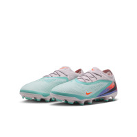 Nike Phantom 6 Low Pro Gras / Kunstgras Voetbalschoenen (MG) Kids Zilver Turquoise Oranje Blauw