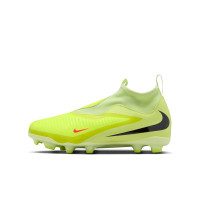 Nike Phantom 6 Academy High Laceless Grass/Artificial Grass Football Boots (MG) Kids Yellow Orange Black