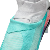 Nike Phantom 6 High Elite Gras Voetbalschoenen (FG) Zilver Turquoise Oranje Blauw