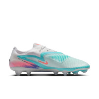Nike Phantom 6 Low Elite Gras Voetbalschoenen (FG) Zilver Turquoise Oranje Blauw