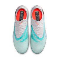 Nike Phantom 6 Low Elite Gras Voetbalschoenen (FG) Zilver Turquoise Oranje Blauw