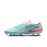 Nike Phantom 6 Low Elite Gras Voetbalschoenen (FG) Zilver Turquoise Oranje Blauw