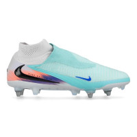 Nike Phantom 6 High Elite IJzeren-Nop Voetbalschoenen (SG) Pro Player Zilver Turquoise Oranje Blauw