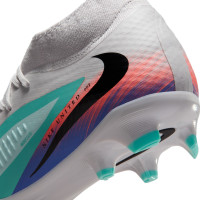 Nike Phantom 6 High Academy Gras / Kunstgras Voetbalschoenen (MG) Zilver Turquoise Oranje Blauw