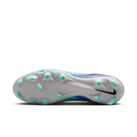 Nike Phantom 6 High Academy Gras / Kunstgras Voetbalschoenen (MG) Zilver Turquoise Oranje Blauw
