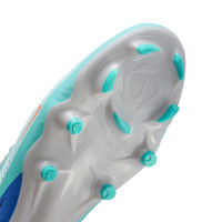 Nike Phantom 6 Low Academy Gras / Kunstgras Voetbalschoenen (MG) Zilver Turquoise Oranje Zwart Blauw