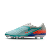 Nike Phantom 6 Low Academy Gras / Kunstgras Voetbalschoenen (MG) Zilver Turquoise Oranje Zwart Blauw